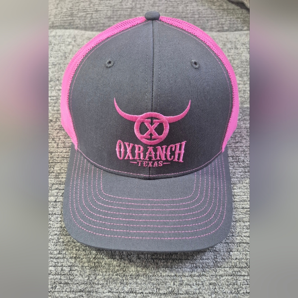 Gray and Pink Ox Ranch Texas Cap